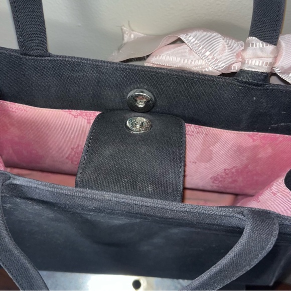 My Flat In London pink Queen bee black tote with original bag it came in - Picture 9 of 15